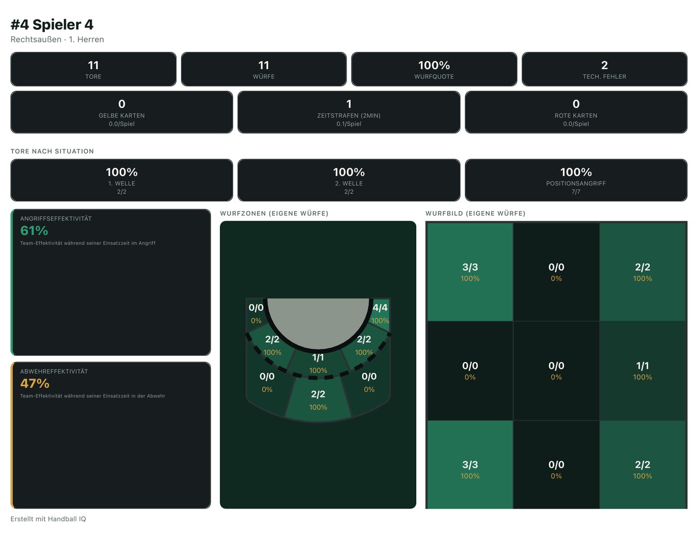 Individueller Spieler-Report als PDF in Handball-IQ
